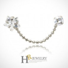 14K 화이트 스타 투핀 귀걸이(1pcs)