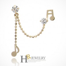 14K NO.2814 음표 투핀 귀걸이(1pcs)