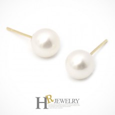 14K 천연 담수진주 귀걸이(6mm)
