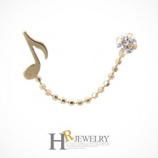 14K 깜찍한 음표 투핀 귀걸이(1pcs)